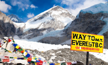 The iconic signboard marking the way to Everest Base Camp – an unforgettable start to the journey of a lifetime.