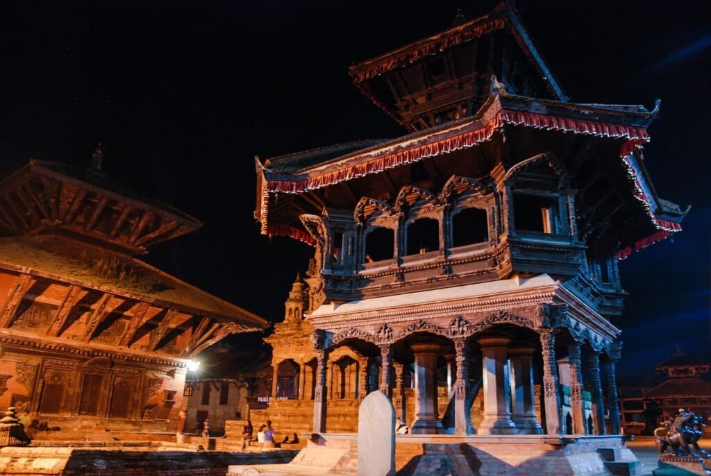 Krishna Mandir temple in Patan Durbar Square, Nepal, showcasing intricate stone architecture